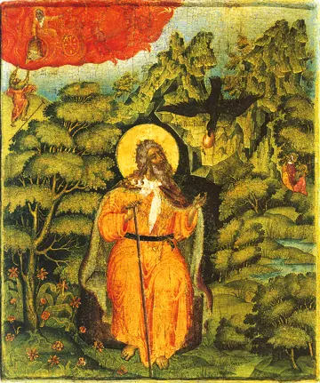 Icon of Elias (Elijah) the Prophet in the Desert (F. Zubov, Russian, 1672)  - CP717