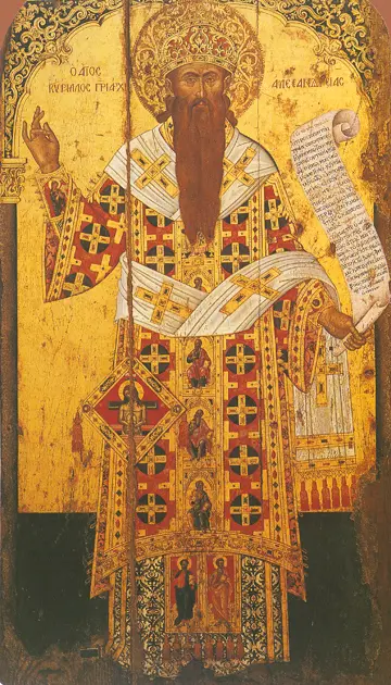 Icon of Saint Cyril of Alexandria (E. Tzane, 1654)  - CS1011