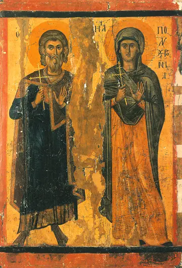 Icon of SS Gerontus and Polychronia (Bulgarian, 14th c.) - CS1057