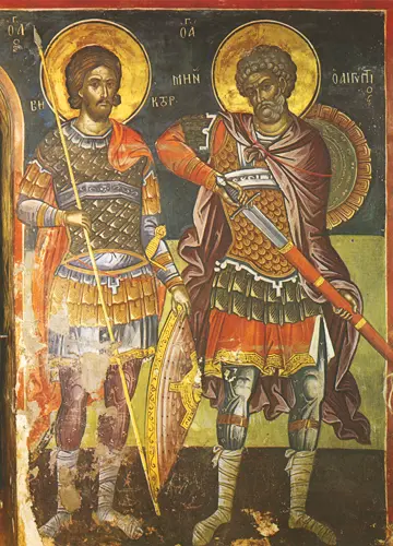Icon of SS Victor and Menas (Cretan, 1545)  - CS1097