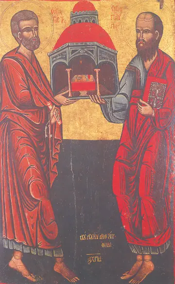 Icon of SS Peter and Paul (Bulgarian, 1684)  - CS1213