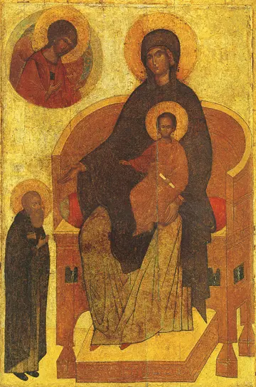 Icon of the Theotokos Enthroned (with St Sergius) - CT738