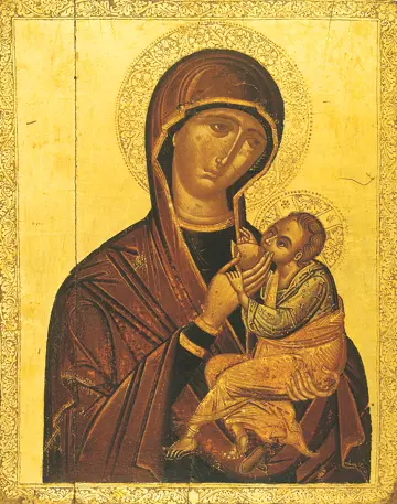 Icon of the Theotokos "Galaktotrophousa" ("Milk-Giving")(Greek, 17th c.)  - CT831