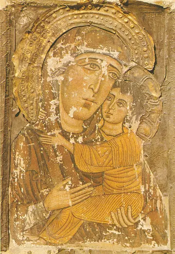 Icon of the Theotokos "Eleusa" w. Child (Georgian, 11th c.)  - CT838