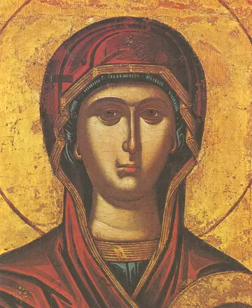 Icon of the Theotokos Enthroned (Detail) (M. Damaskinos) (Cretan, 1571) - CT854