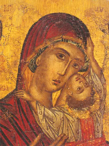 Icon of the Panagia "Sweet Kissing" and "of the Heart" (Detail) 17th c.) - CT892
