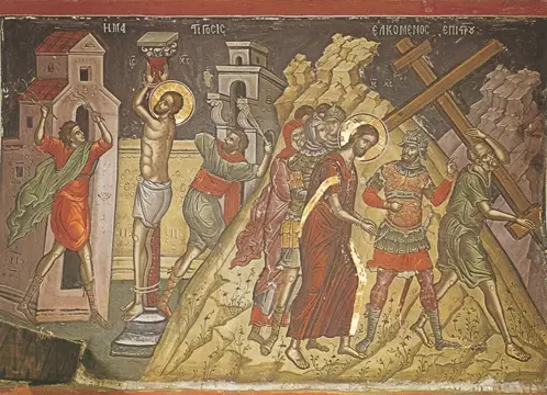 Icon of the Scourging and Carrying the Cross (Theophanes) - F116