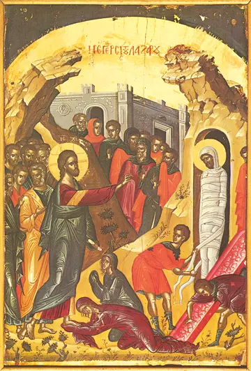 Icon of the Raising of Lazarus (Theophanes) - F06
