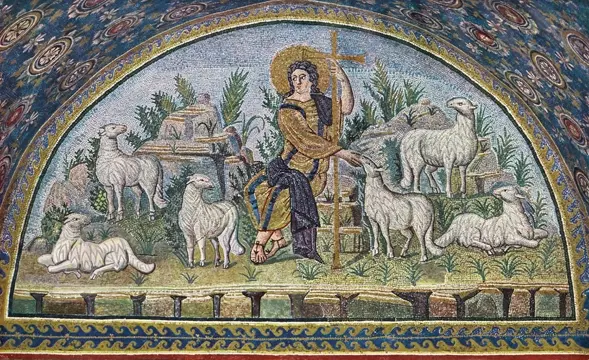Icon of the Good Shepherd (Mosaic) (Ravenna, 5th c.) - J69